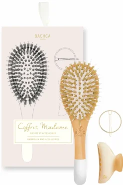 Clearance Coffret Madame brosse sanglier nylon, duo de barrettes rondes & pince ivoire Pince & Elastique|Brosse & Peigne