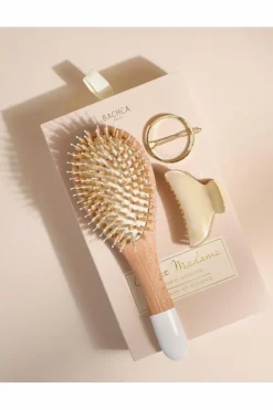 Clearance Coffret Madame brosse sanglier nylon, duo de barrettes rondes & pince ivoire Pince & Elastique|Brosse & Peigne