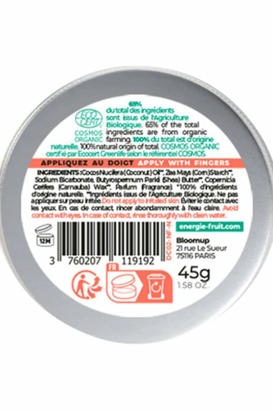 New Déodorant crème pêche blanche certifié bio Déodorant
