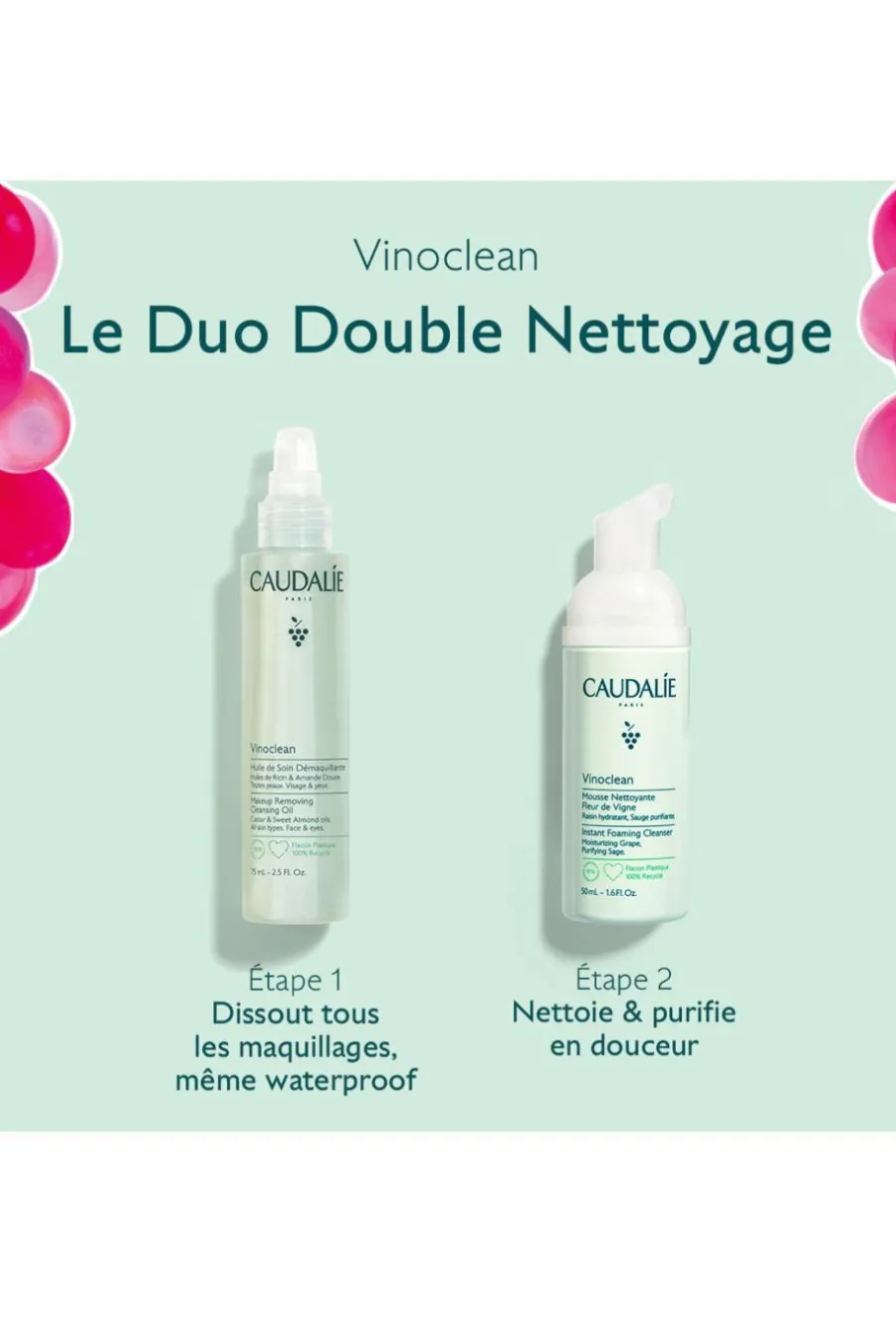 Duo huile & mousse Vinoclean Coffret Soin Visage|Nettoyant Visage