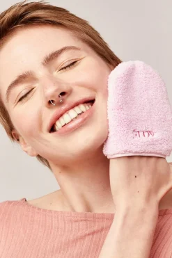 Sale Ensemble bunny together gant démaquillant à l’eau avec mitaine correctrice et bandeau à oreilles de lapin rose Coffret Soin Visage