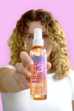 Huile coiffante anti-fourche pour cheveux bouclés Soin Sans Rinçage