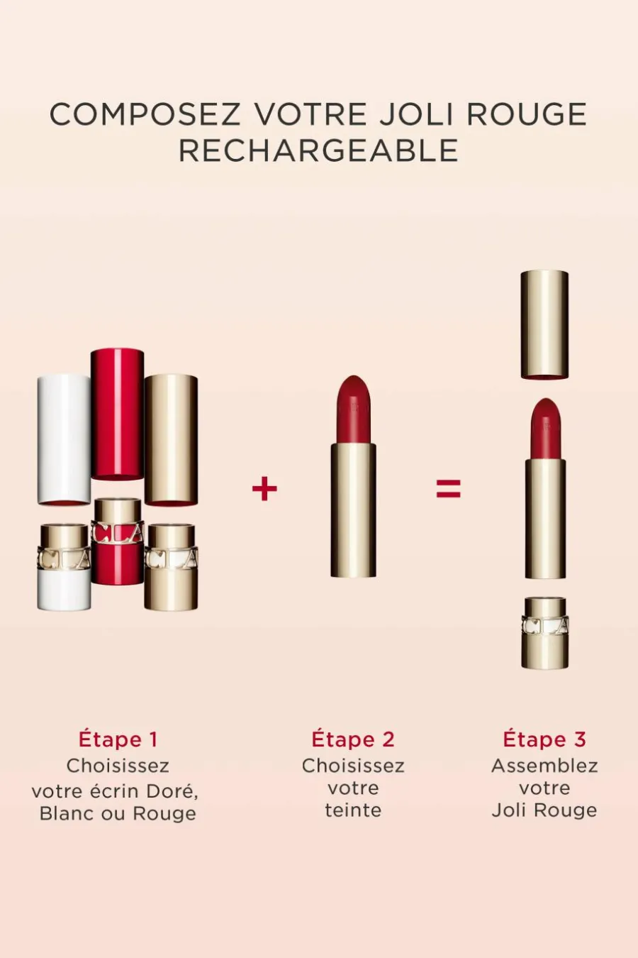 Rouge à lèvres rechargeable Joli Rouge Satiné Rouge À Lèvres